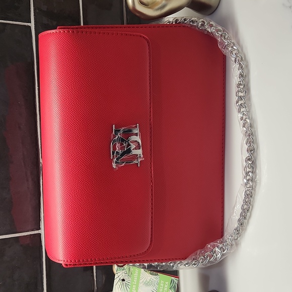 Badgley Mischka Handbags - Badgley Mischka Red Shoulder Bag with Silver Chain